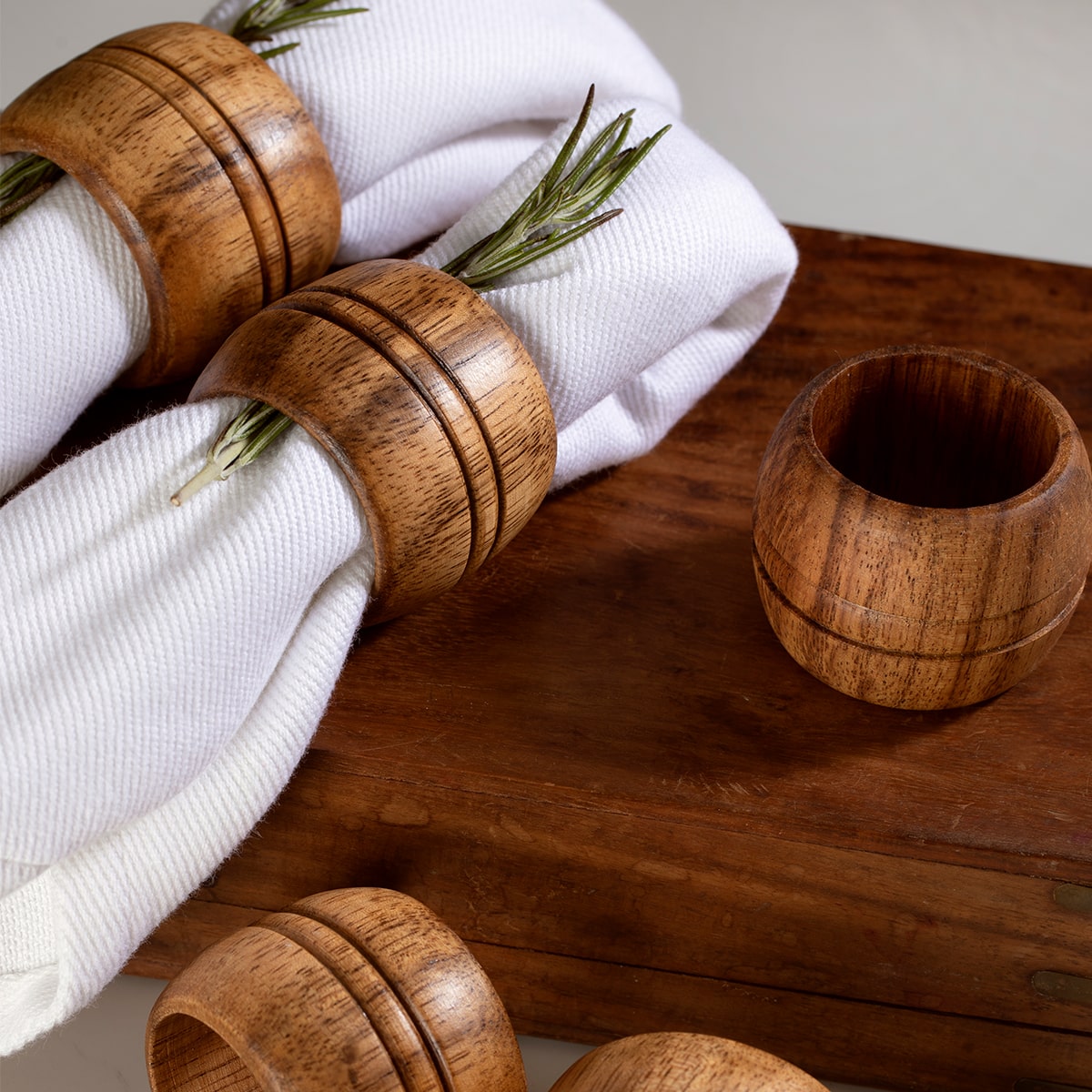 Wooden Napkin Ring Set of